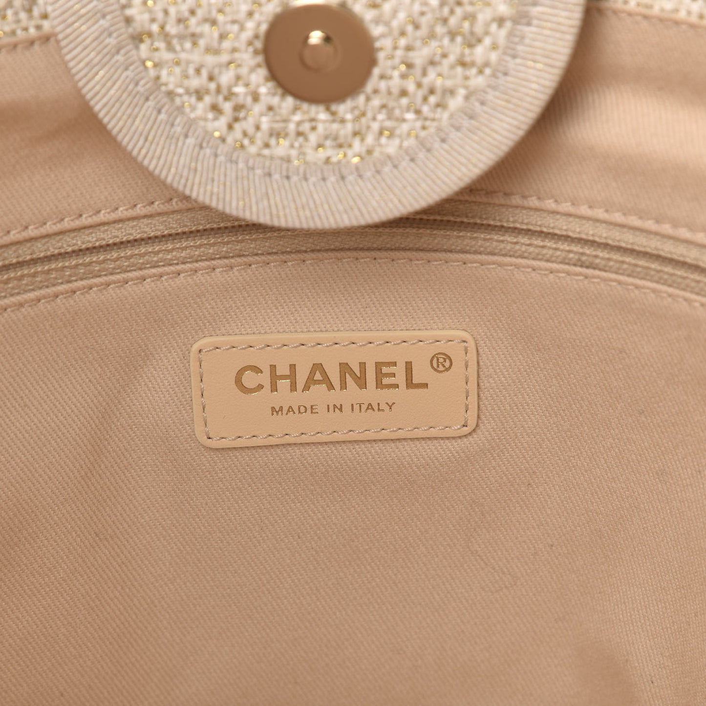 Lurex Boucle Large Deauville Tote Ivory