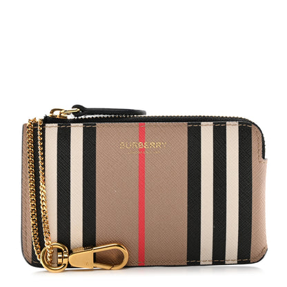 Burberry E-Canvas Calfskin Icon Stripe Zip Coin Case Archive Beige 1 of 7
