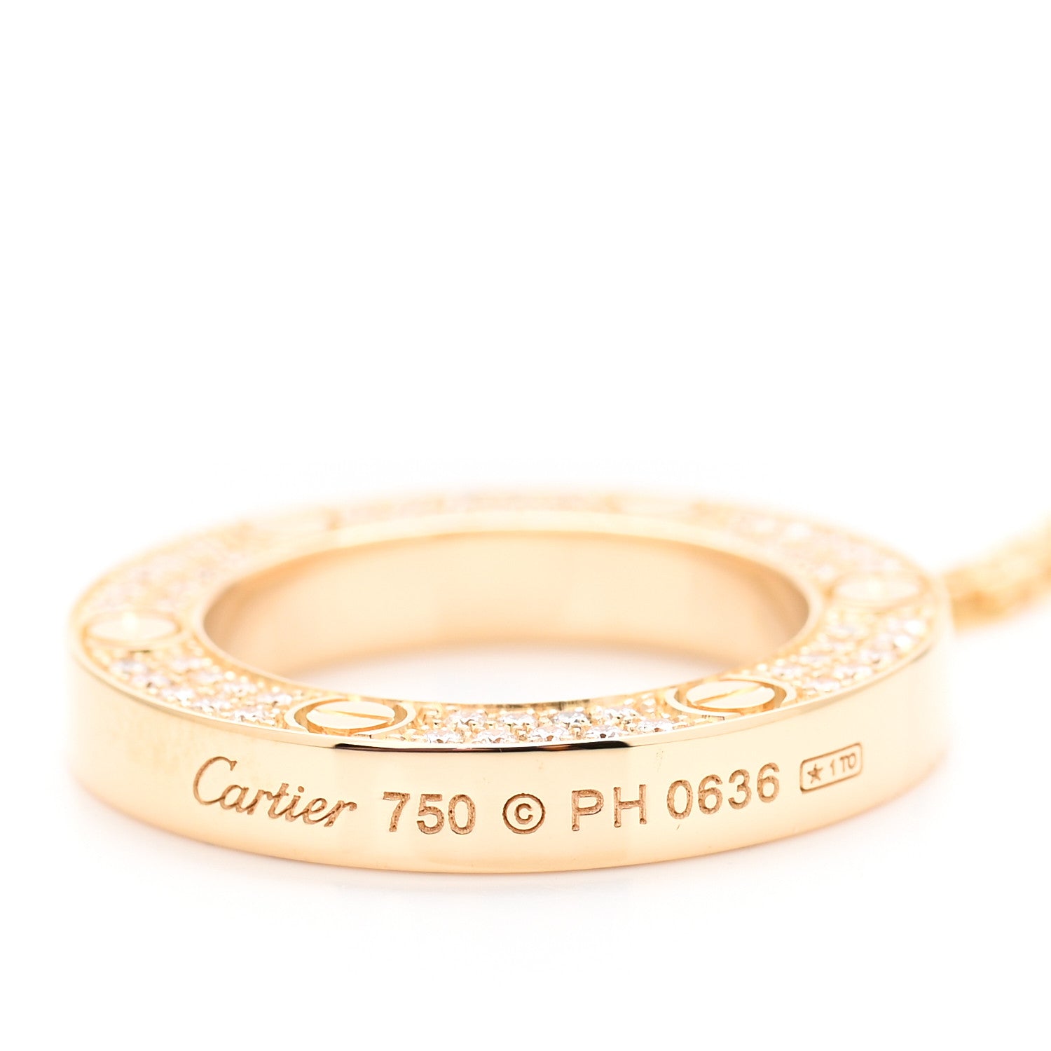 Cartier 18K Yellow Gold Diamond LOVE Paved Necklace 5 of 6
