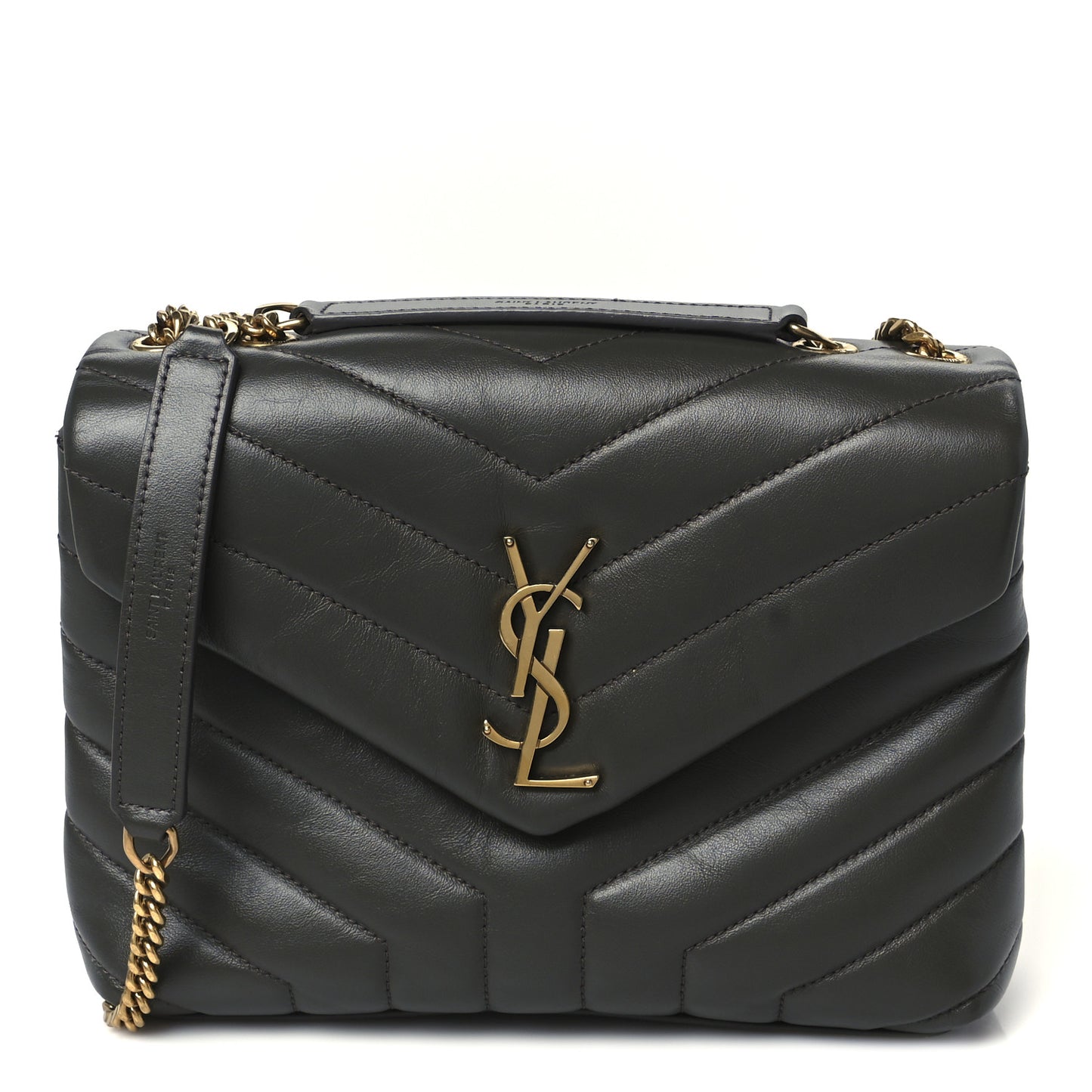 Calfskin Y Quilted Monogram Small Loulou Chain Satchel Pebble