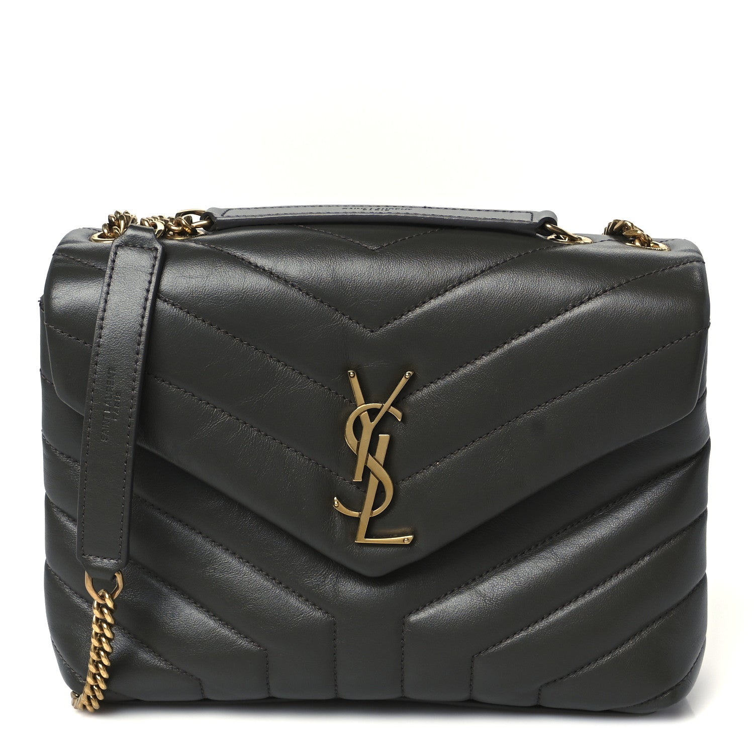 Saint Laurent Calfskin Y Quilted Monogram Small Loulou Chain Satchel Pebble 1 of 10