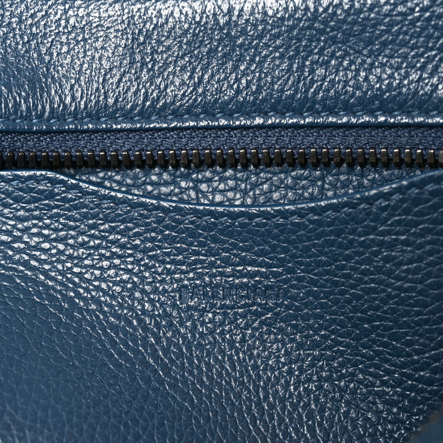 Grained Calfskin Neo Classic Silver Hardware Mini City Petrol Blue