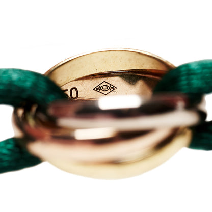 Cartier 18K Pink Yellow White Gold Trinity Adjustable Cord Bracelet Green 6 of 6