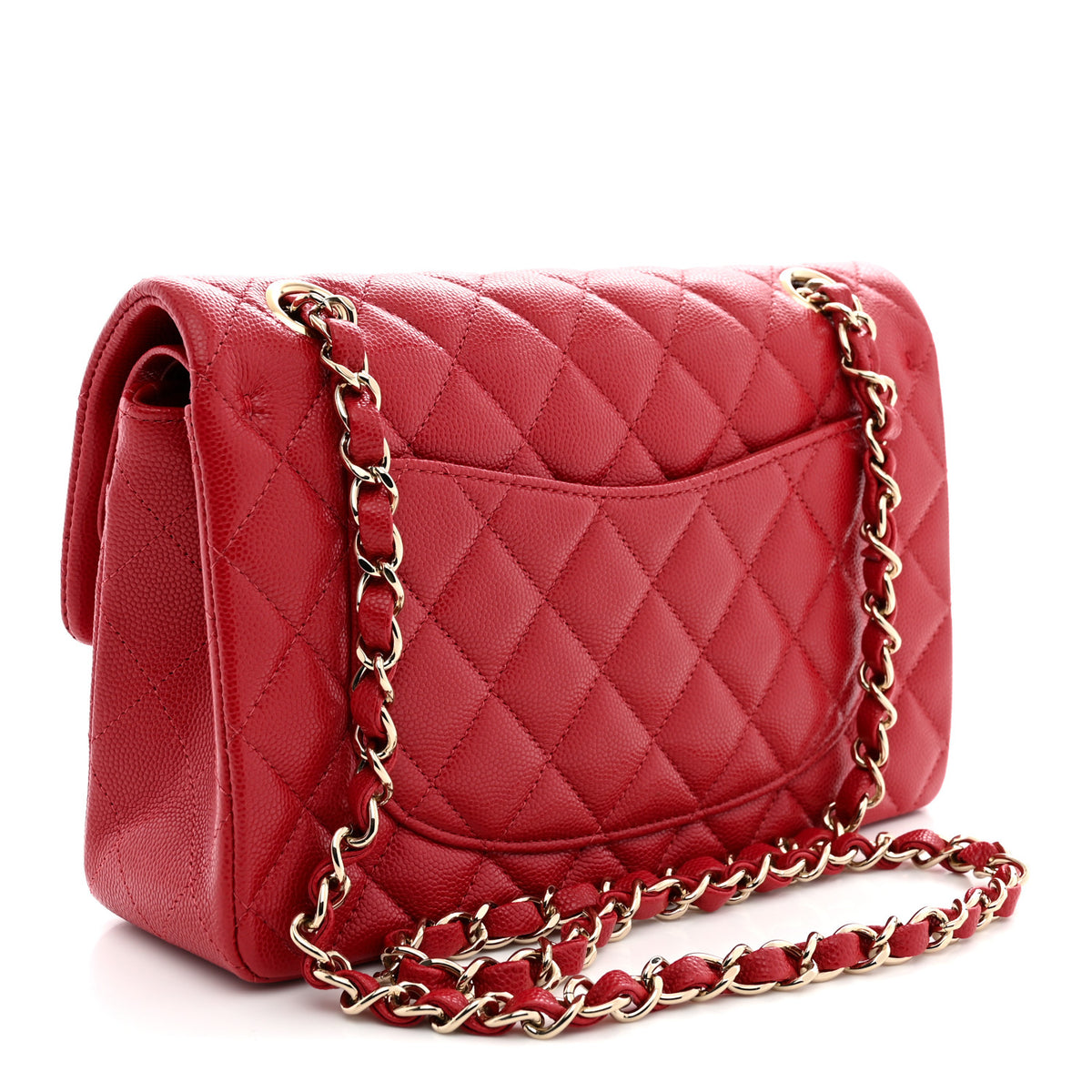 Caviar Quilted Small Double Flap Red