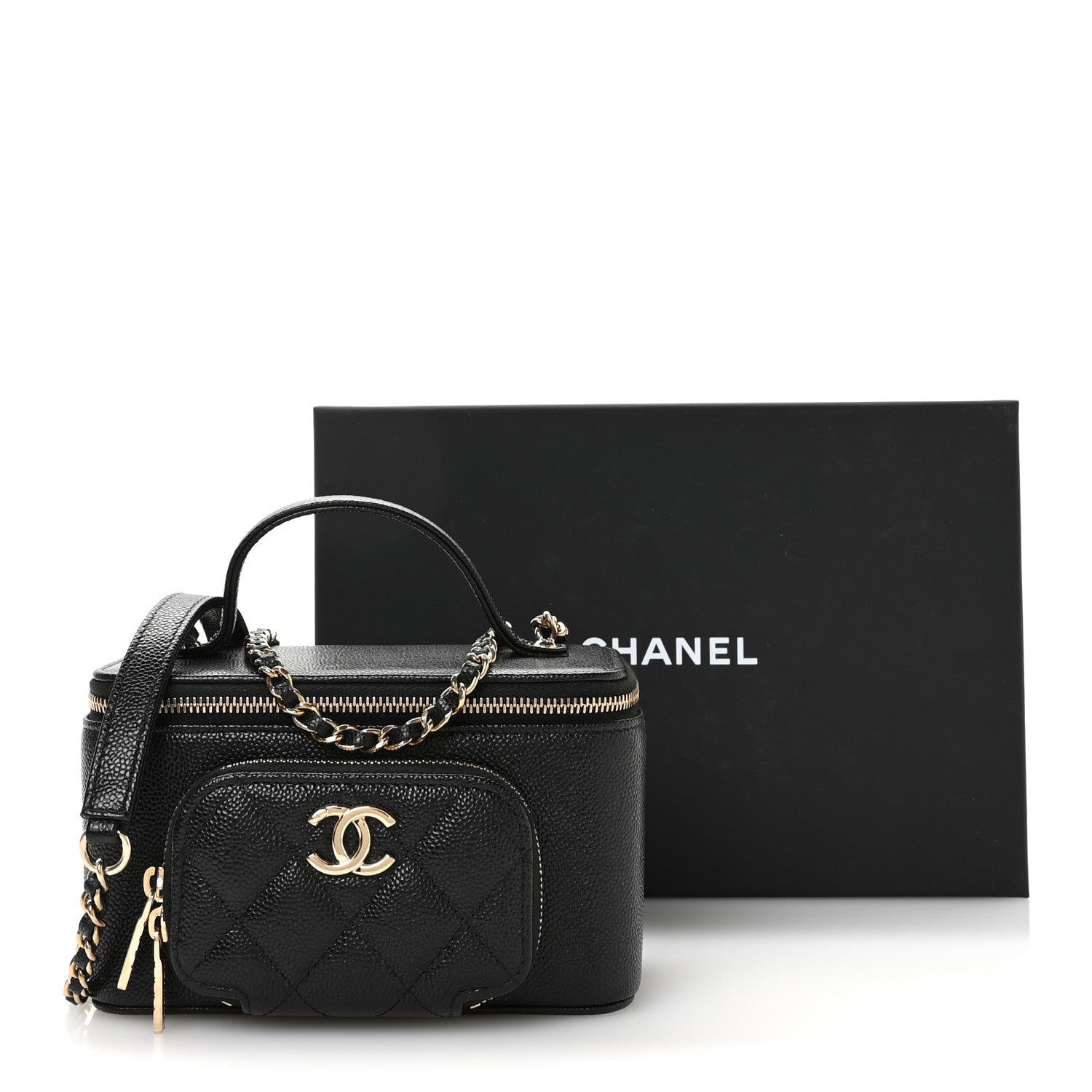 Chanel Caviar Quilted Top Handle Pocket Vanity Case Black 12 of 12