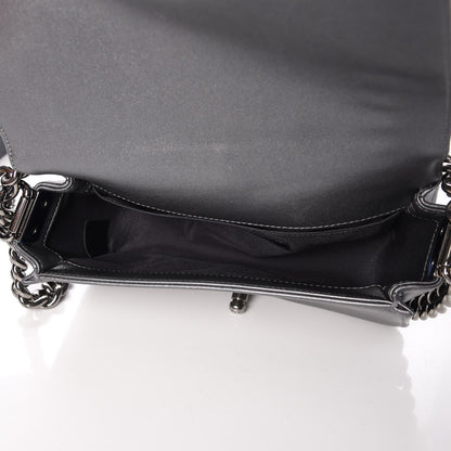 Chanel Metallic Calfskin Patent Braided Small Boy Flap Grey 5 of 7