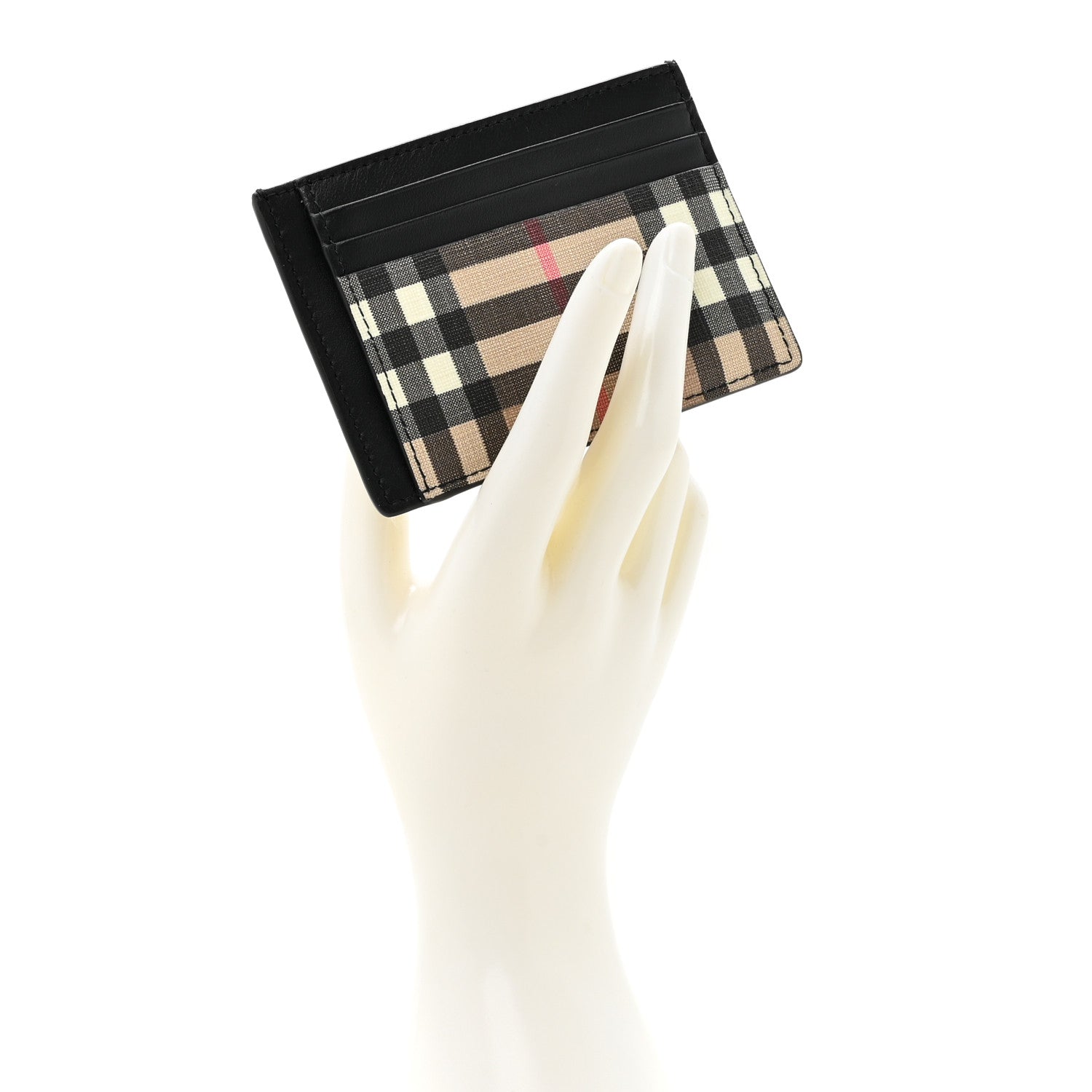 Burberry Vintage Check Money Clip Card Case Archive Beige Black 2 of 8