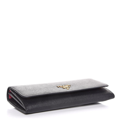 Prada Saffiano Continental Flap Wallet Black Ibisco 5 of 9
