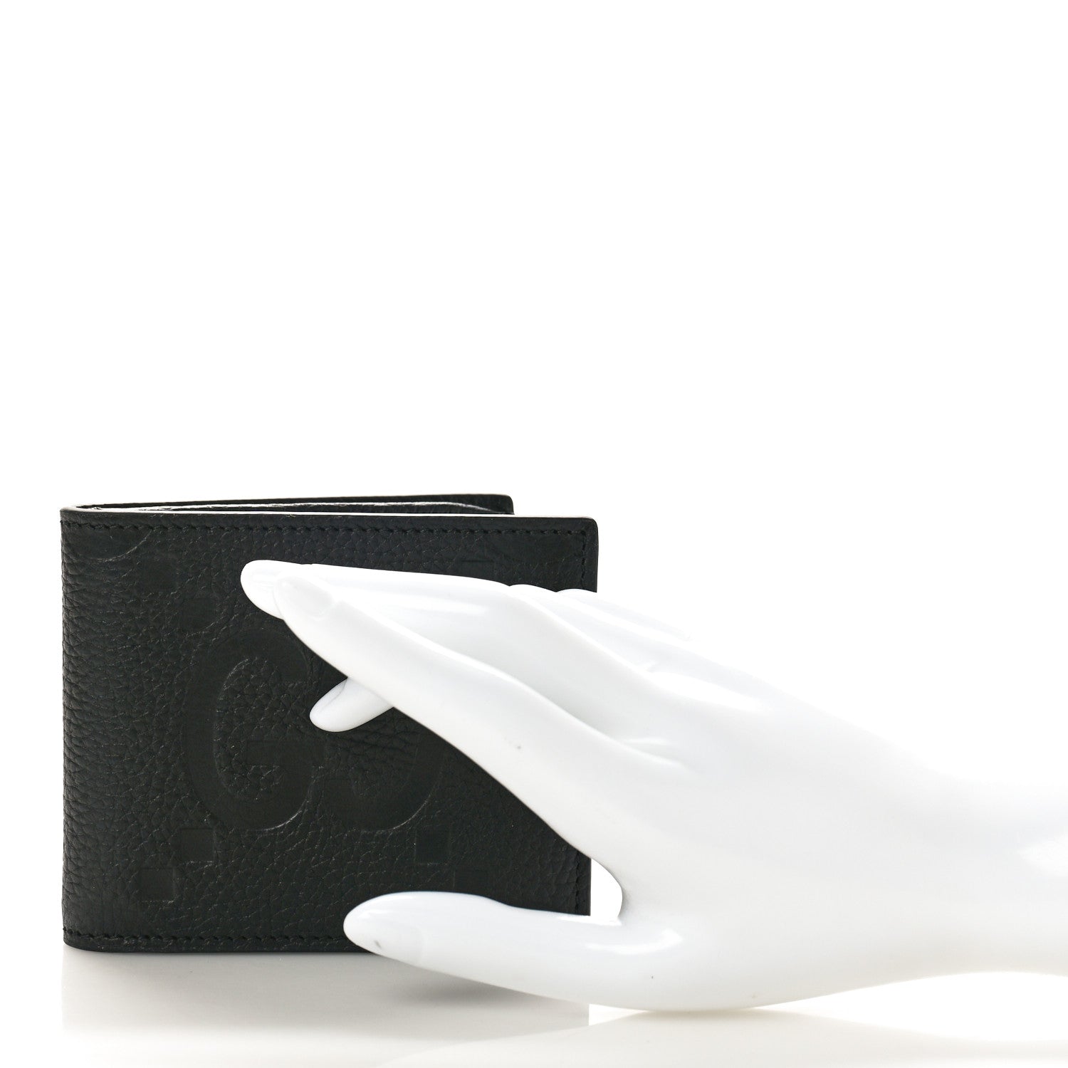 Gucci Piuma Calfskin Jumbo GG Embossed Wallet Black 2 of 8