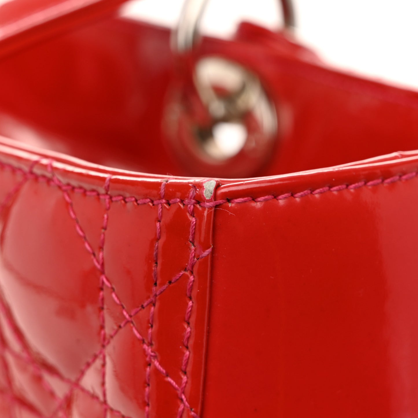 Patent Cannage Large Lady Dior Red