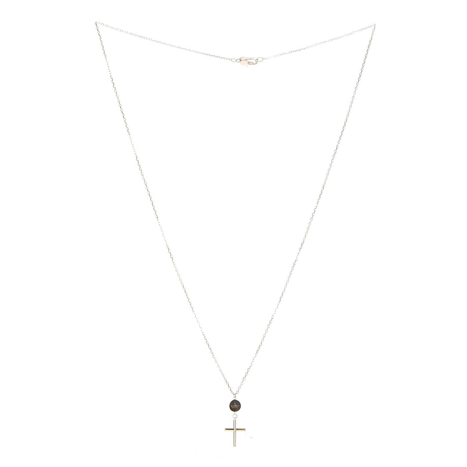 Gucci 18K Yellow Gold Cross Pendant Necklace 3 of 6