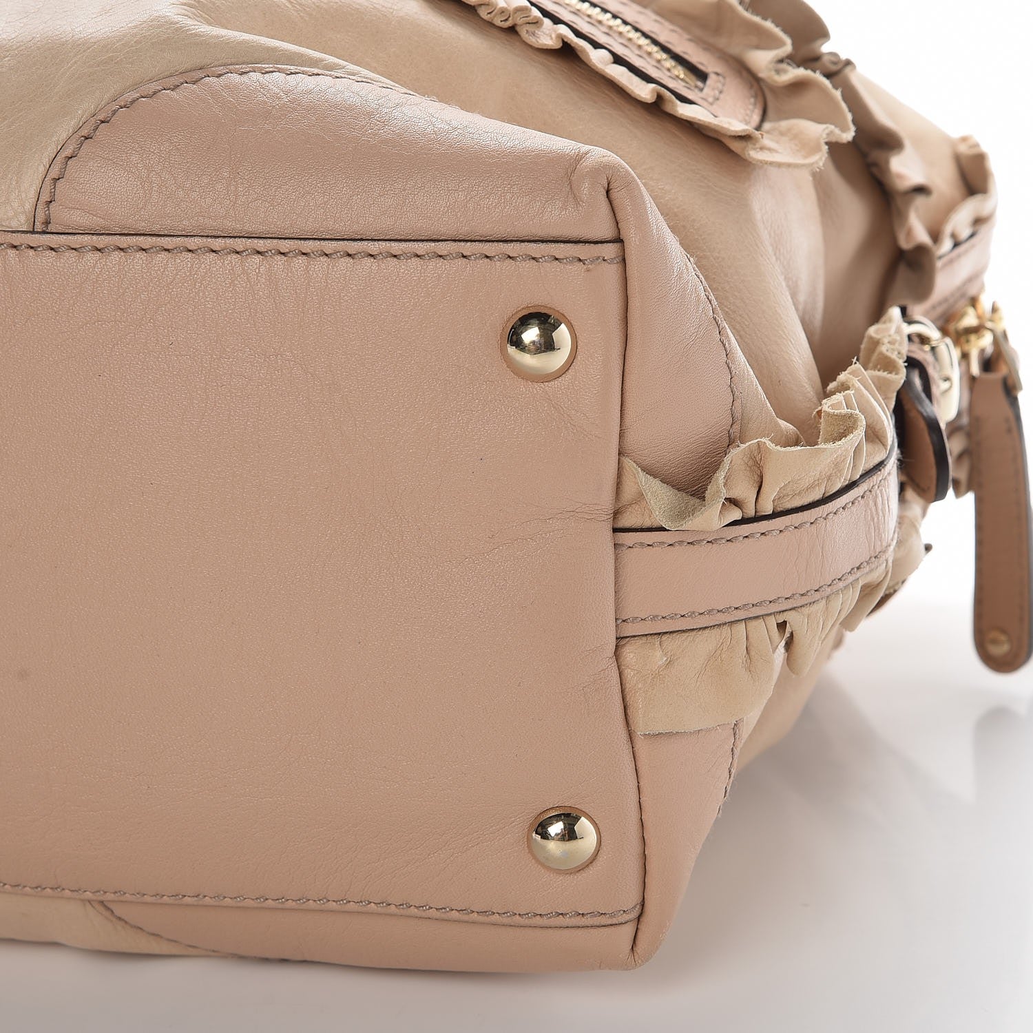 Gucci Calfskin Ruffle Medium Sabrina Boston Tote Nude 12 of 14