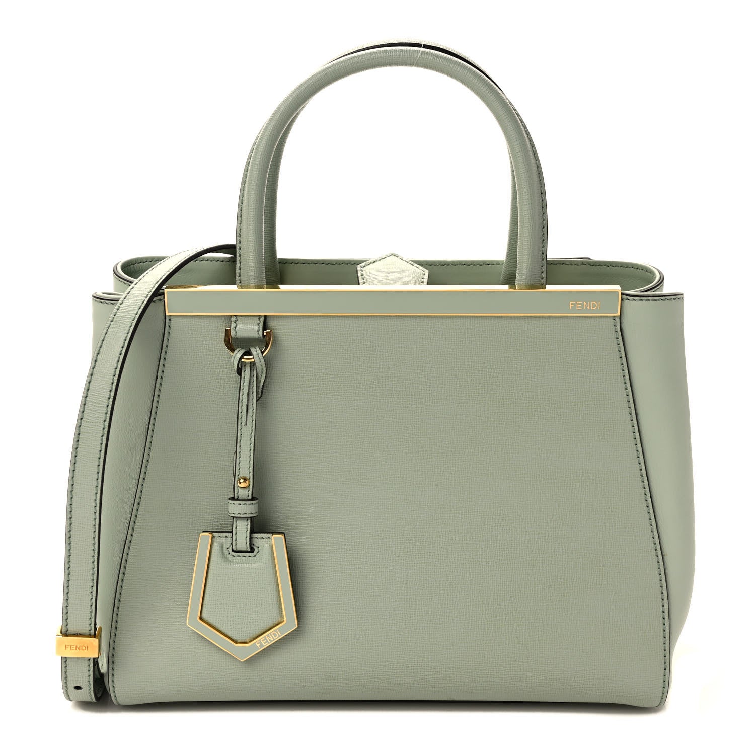 Fendi Vitello Elite Flamingo Petite 2Jours Tote Green 1 of 8