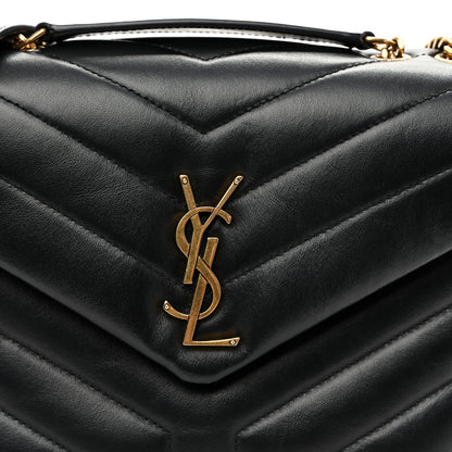 Saint Laurent Calfskin Y Quilted Monogram Small Loulou Chain Satchel Black 8 of 10
