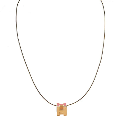 Hermes Gold Lacquered Cage d'H Pendant Necklace Orange Fonce 1 of 5