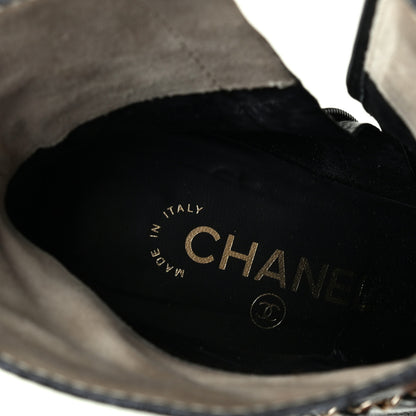 Chanel Crumpled Calfskin Cap Toe Chain Short Boots 38.5 Black 7 of 8