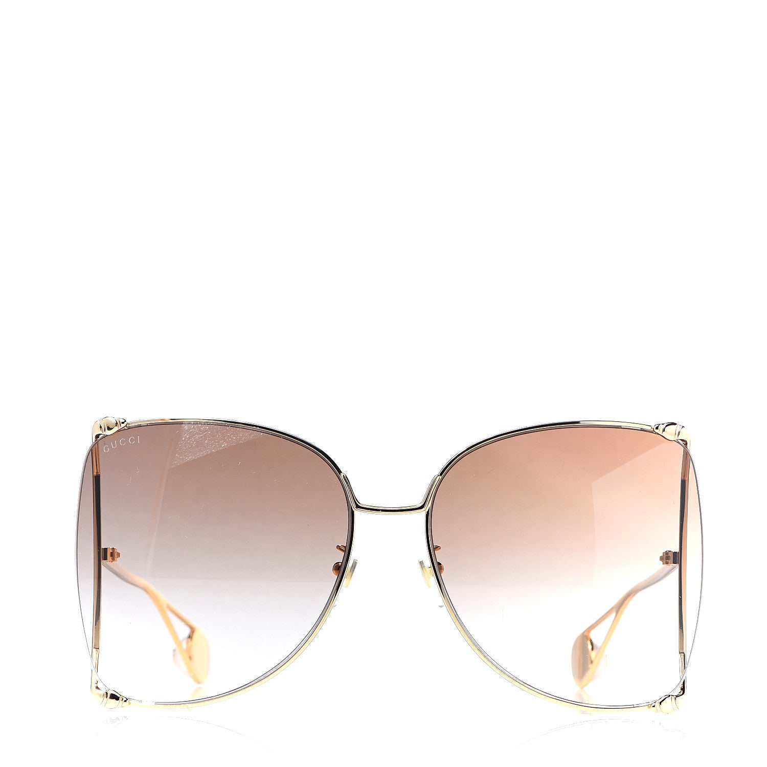 Gucci Oversized Round Sunglasses GG0252S Gold Brown 2 of 8