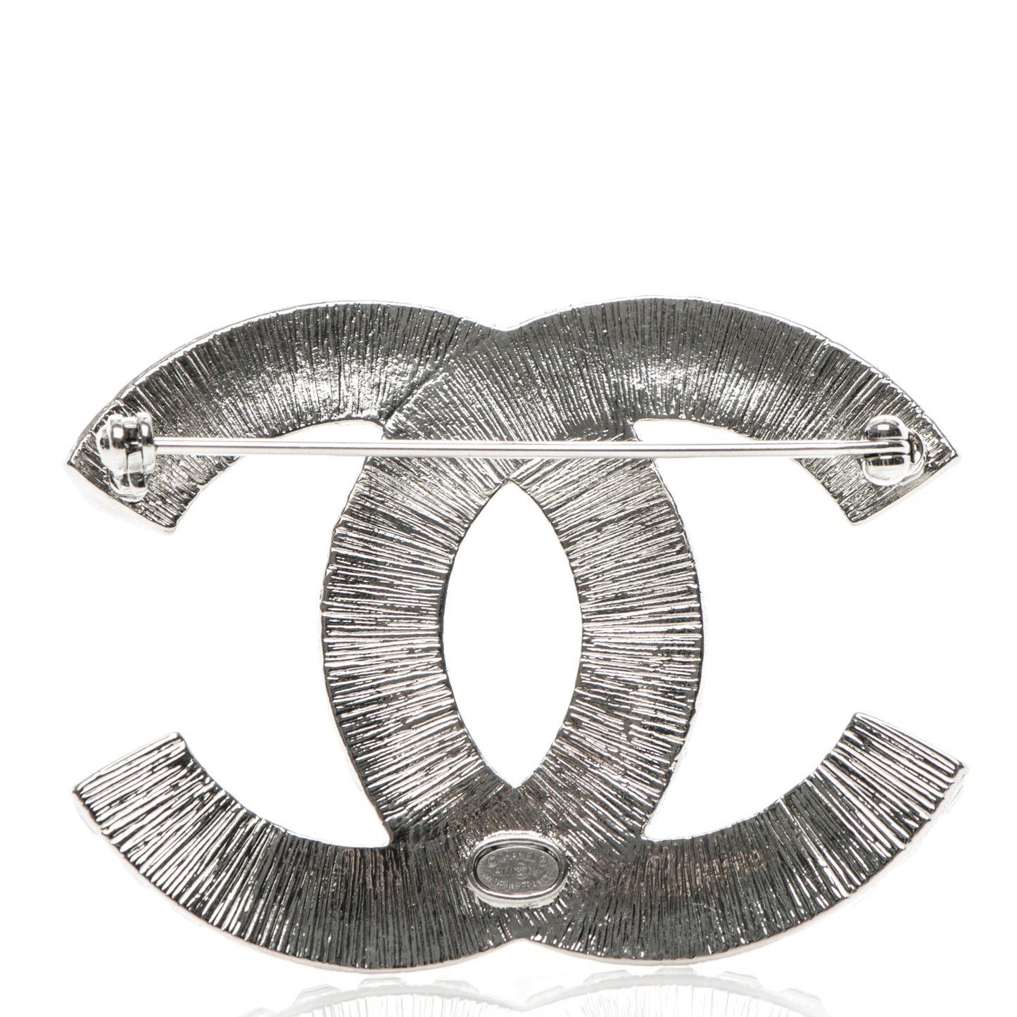 Baguette Crystal CC Brooch Silver