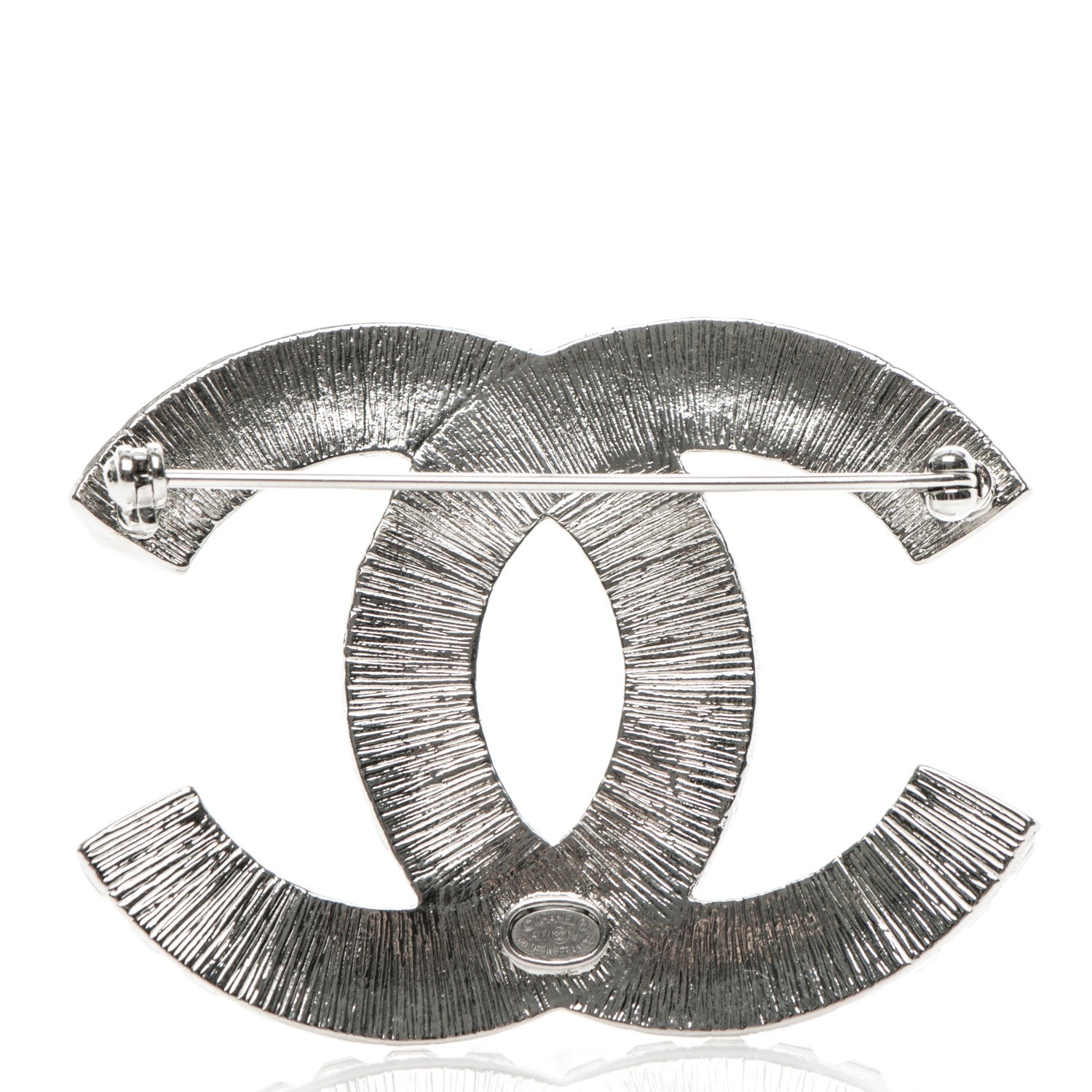 Chanel Baguette Crystal CC Brooch Silver 6 of 7