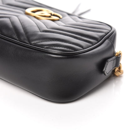 Gucci Calfskin Matelasse Small GG Marmont Chain Shoulder Bag Black 6 of 10