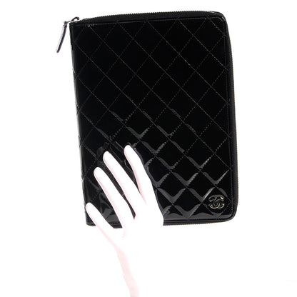 Chanel Patent Quilted Large Zip Around Agenda Black 2 of 8