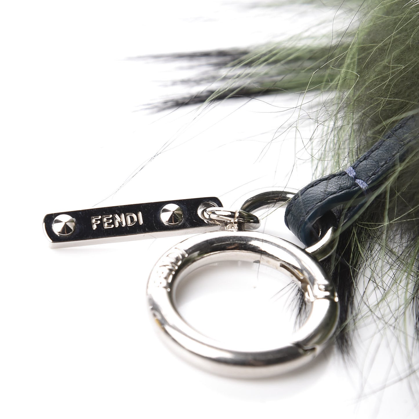 Rabbit Fox Mink Fur Monster Zesty Bag Bug Charm Green Black
