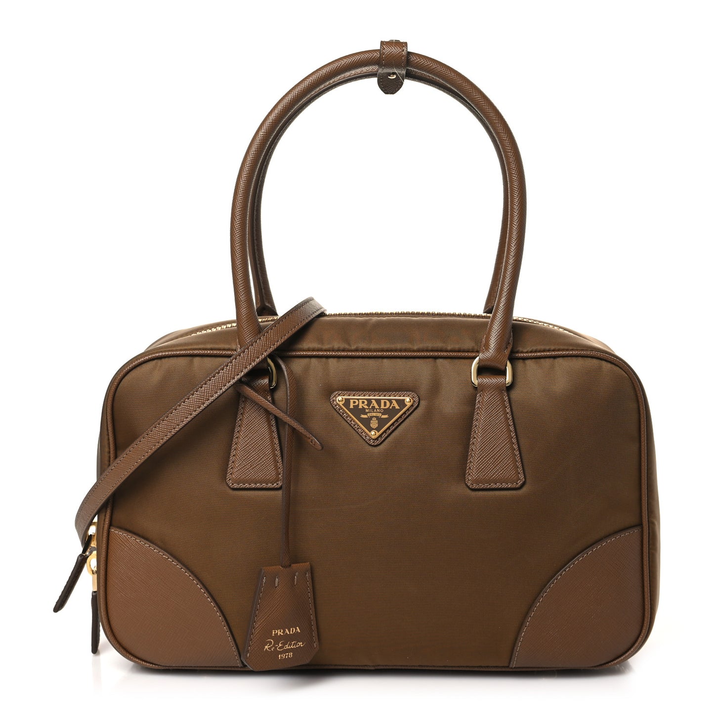 Re-Nylon Saffiano Medium Re-Edition 1978 Two Handle Bag Sughero