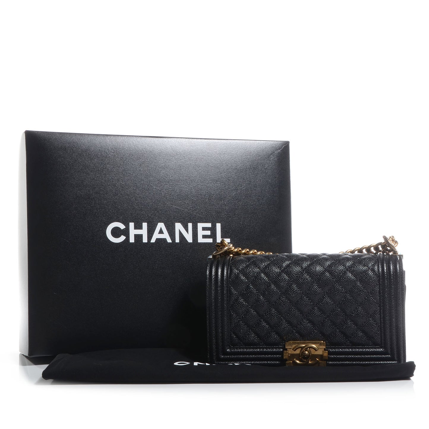 Caviar Medium Boy Flap Black