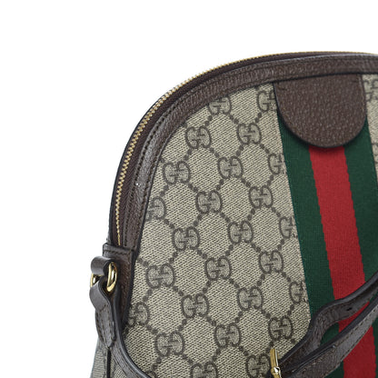 Gucci GG Supreme Monogram Textured Dollar Calfskin Web Small Ophidia Dome Shoulder Bag Beige Ebony New Acero 9 of 11