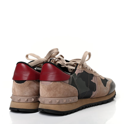 Valentino Garavani Nappa Suede Camouflage Womens Rockrunner Sneakers 35.5 Green Multicolor 3 of 4