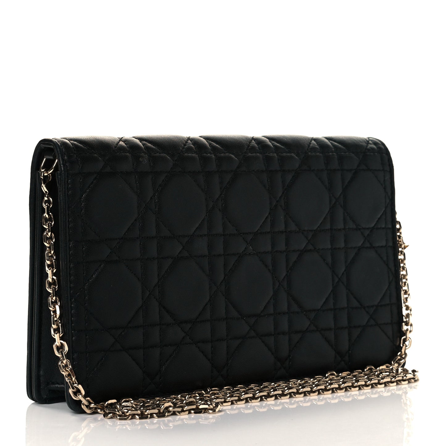 Lambskin Cannage Lady Dior Chain Wallet Black
