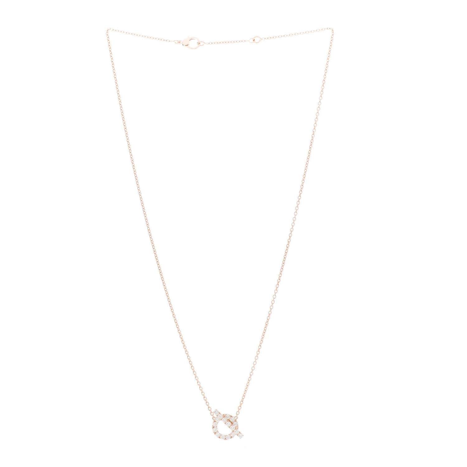 Hermes 18K Rose Gold Diamond Finesse Pendant Necklace 3 of 4
