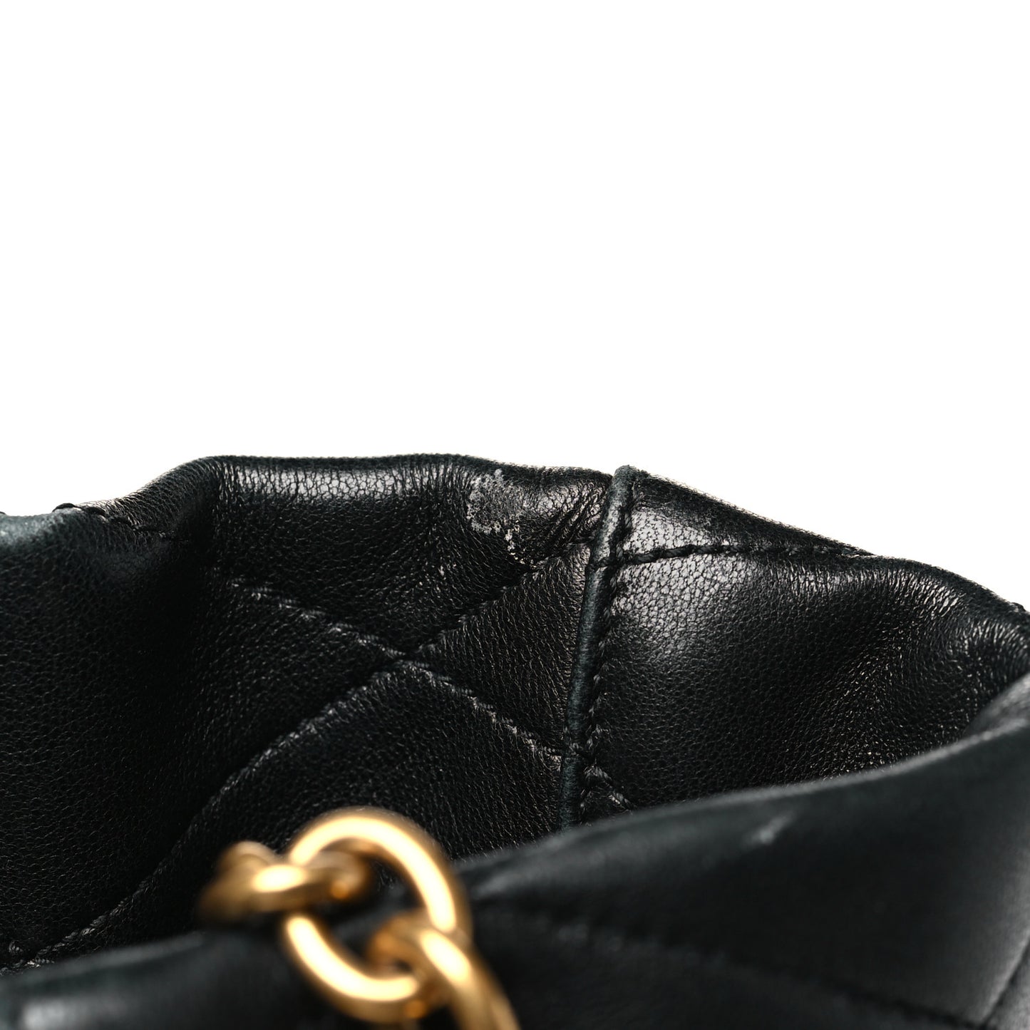 Lambskin Quilted Le Maillon Bucket Bag Black