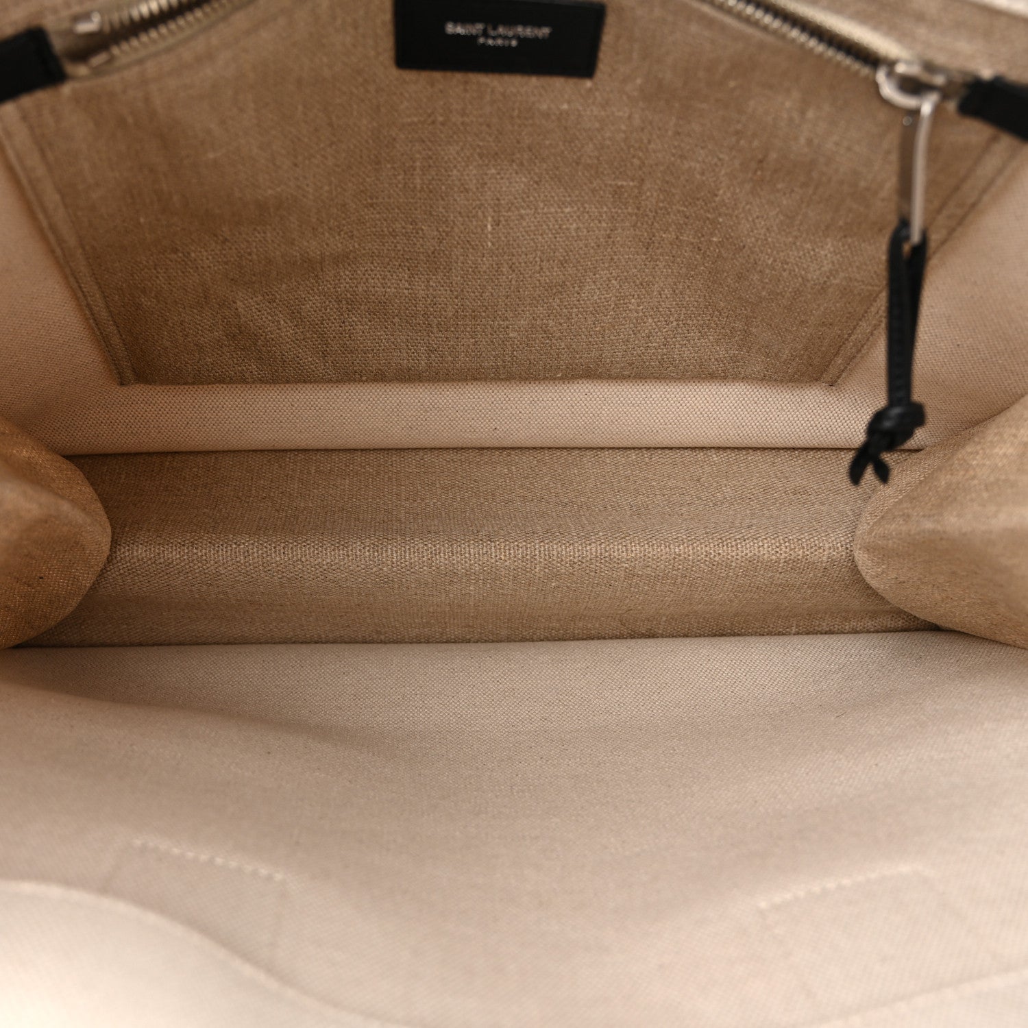 Saint Laurent Linen Calfskin Small Rive Gauche Tote Optic White 5 of 10