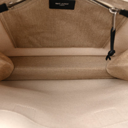 Saint Laurent Linen Calfskin Small Rive Gauche Tote Optic White 5 of 10