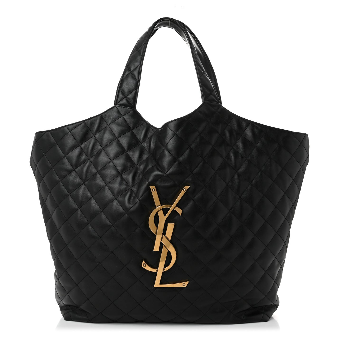 Lambskin Quilted Maxi Icare Shopping Tote Black