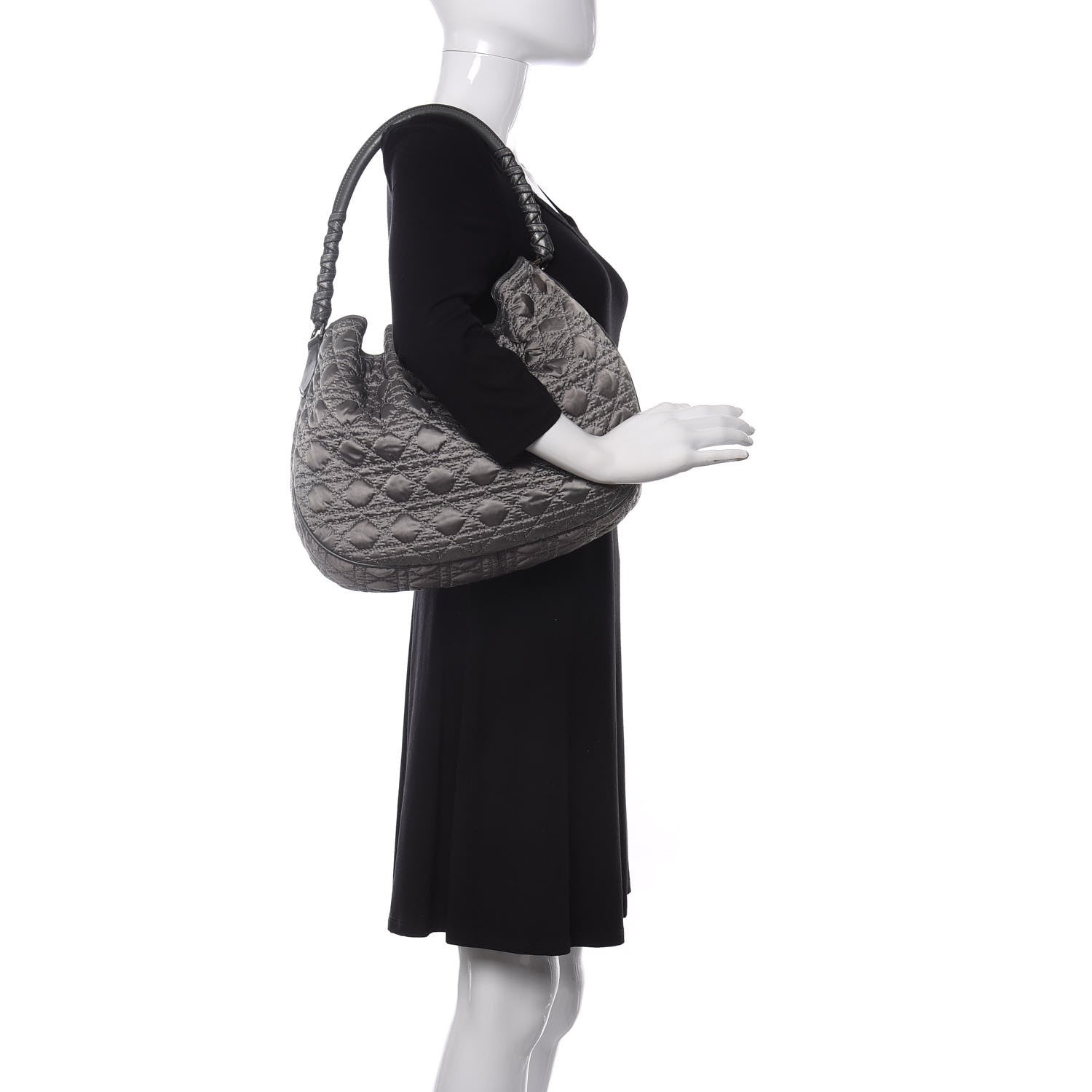 Christian Dior Satin Cannage Charming Hobo Grey 2 of 15