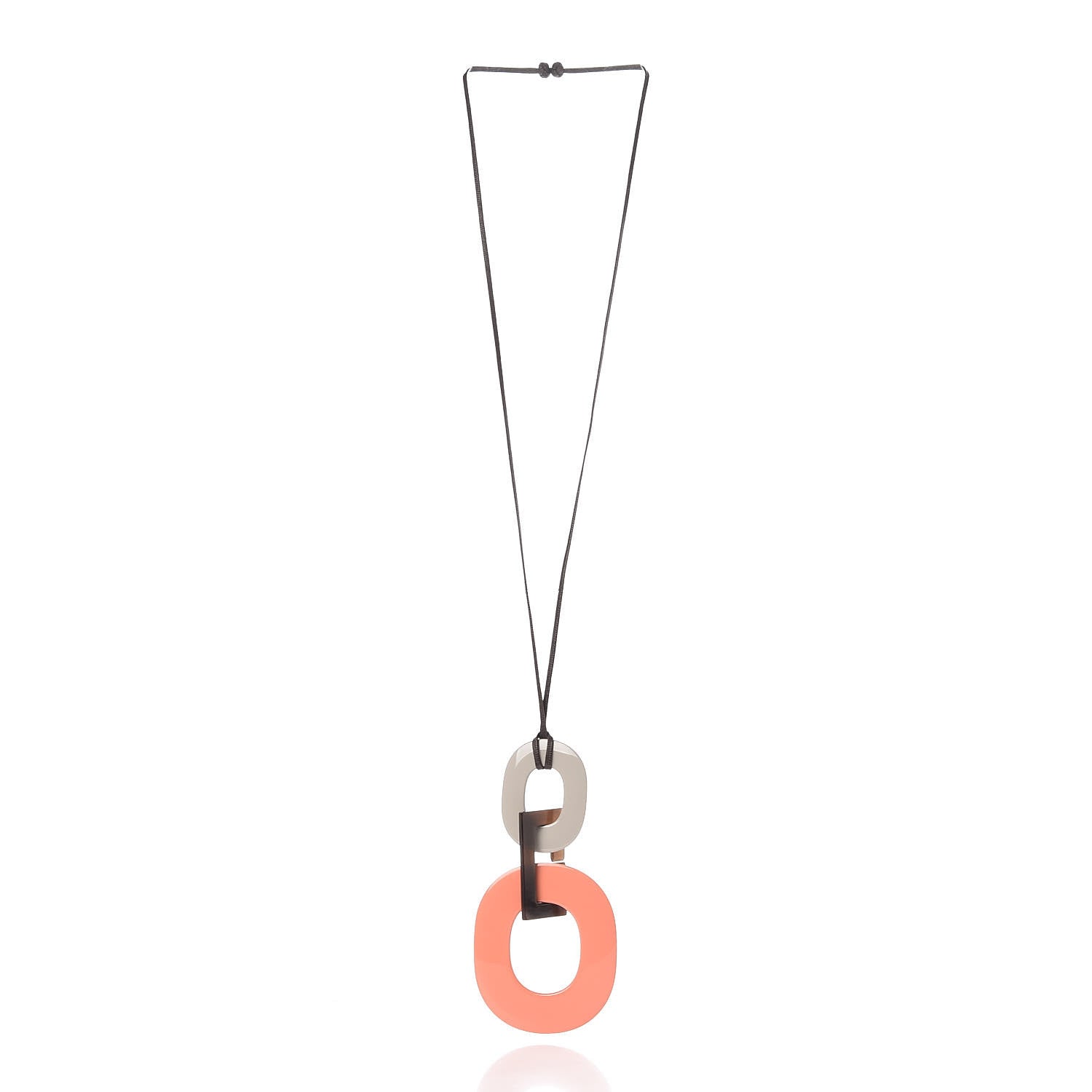 Hermes Lacquered Wood Buffalo Horn Kara Necklace Mink Saumon 3 of 5
