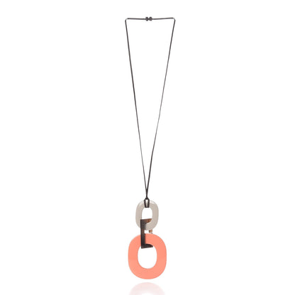 Hermes Lacquered Wood Buffalo Horn Kara Necklace Mink Saumon 3 of 5
