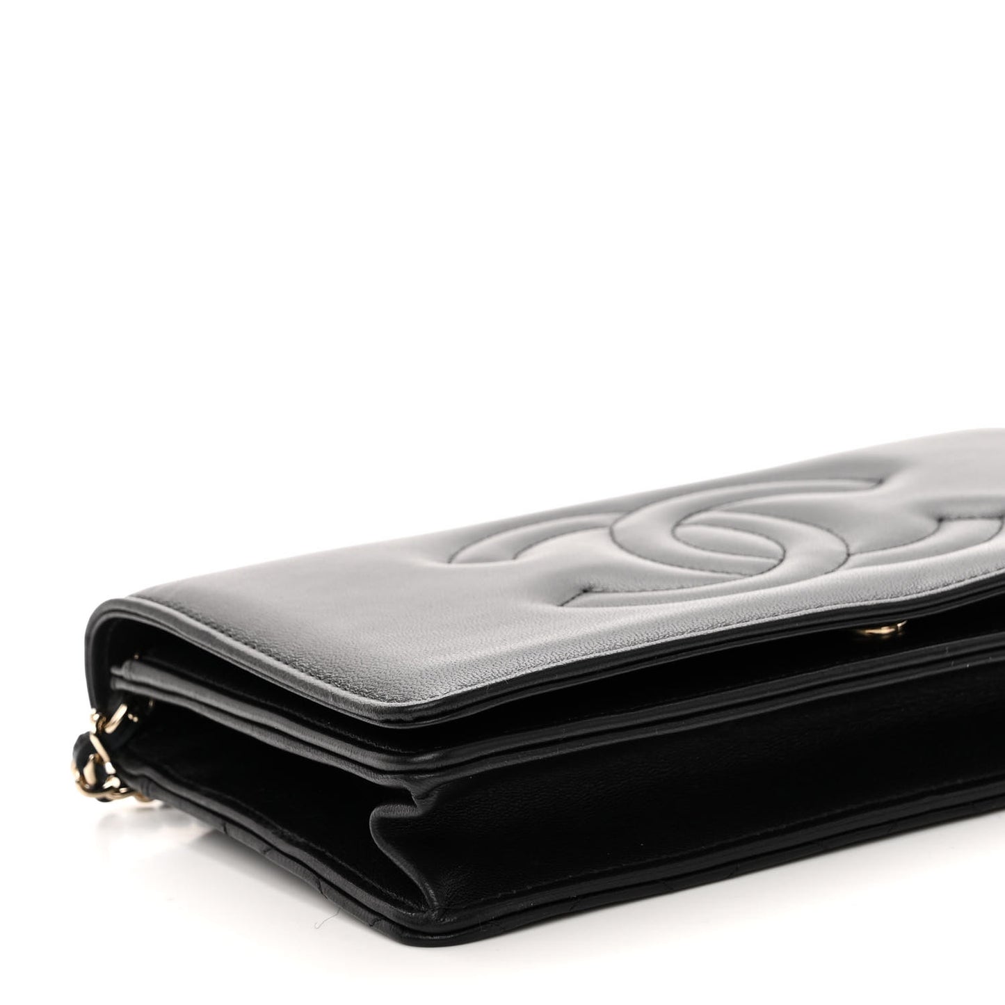 Lambskin Quilted Timeless CC Wallet On Chain WOC Black