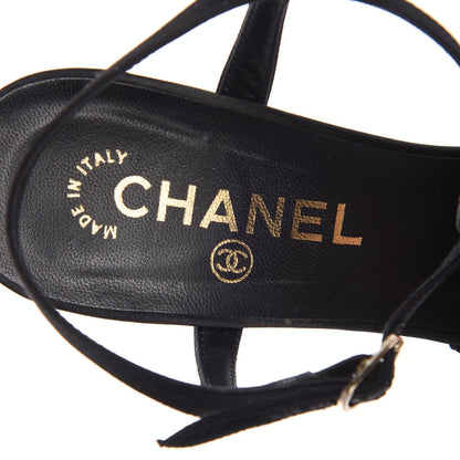 Chanel Satin Mesh Camellia CC Sandals size 38 Black 10 of 12