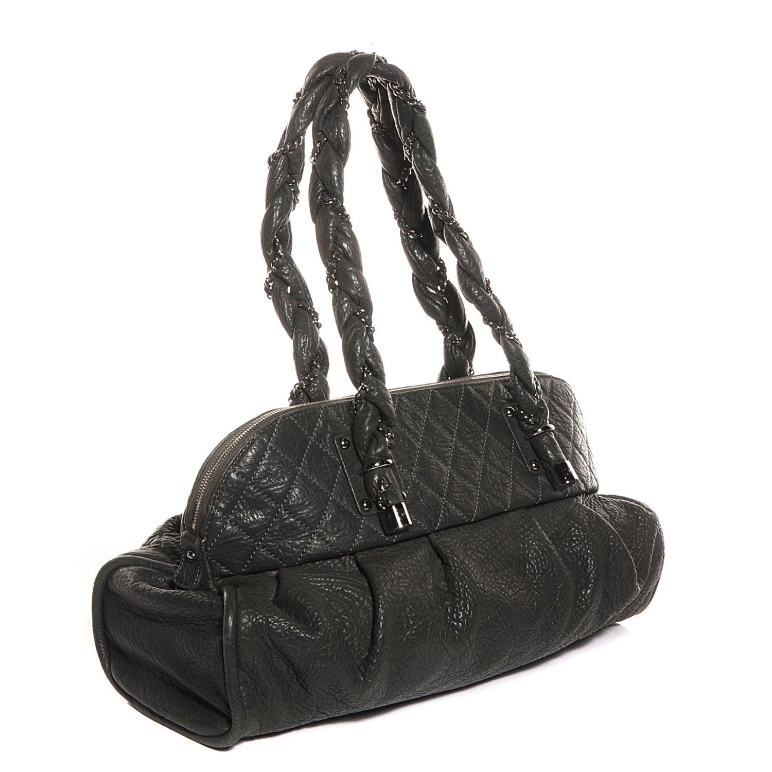Chanel Distressed Lambskin Lady Braid Large Satchel Dark Grey 3 of 7
