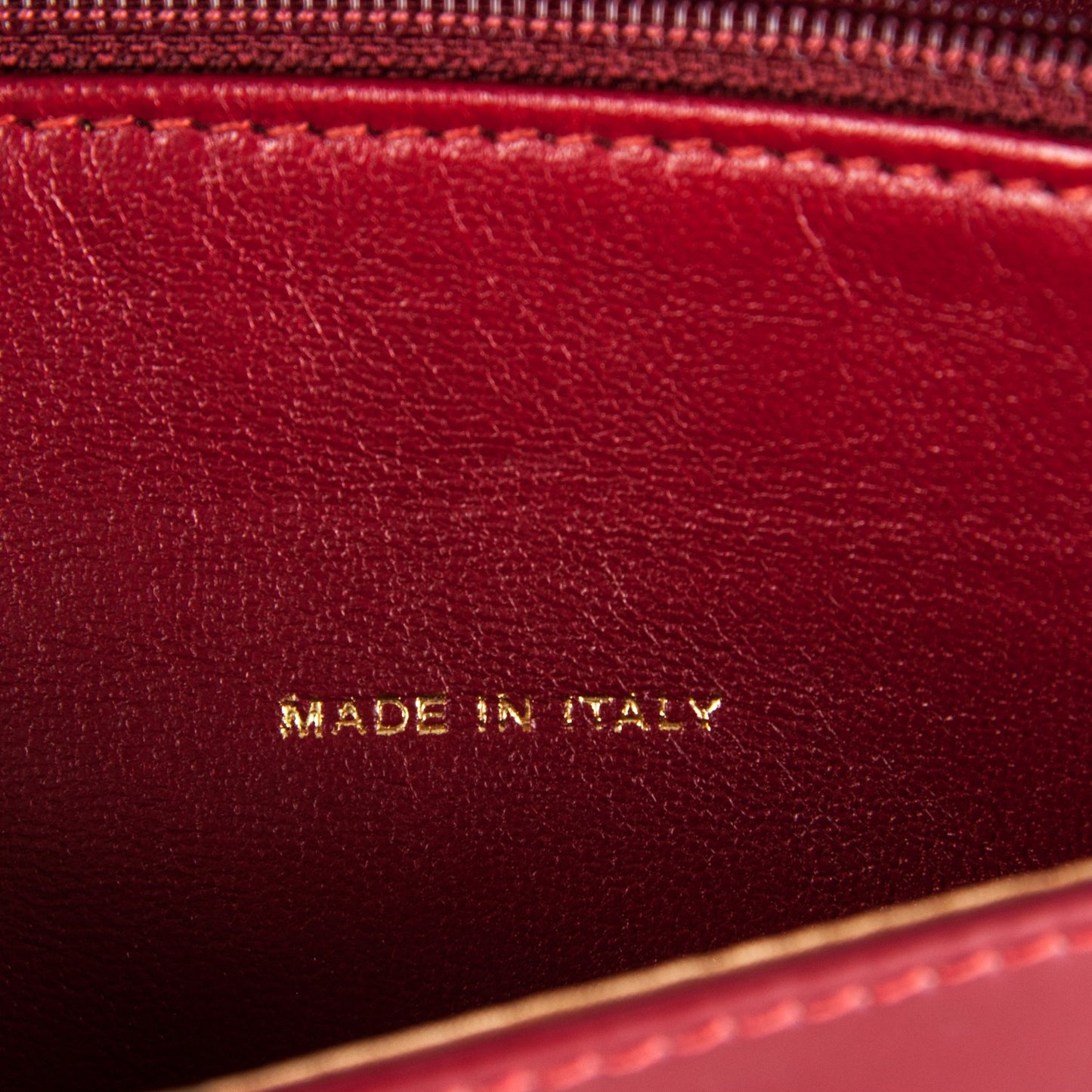 Glazed Calfskin Quilted Wallet On Chain WOC Dark Red