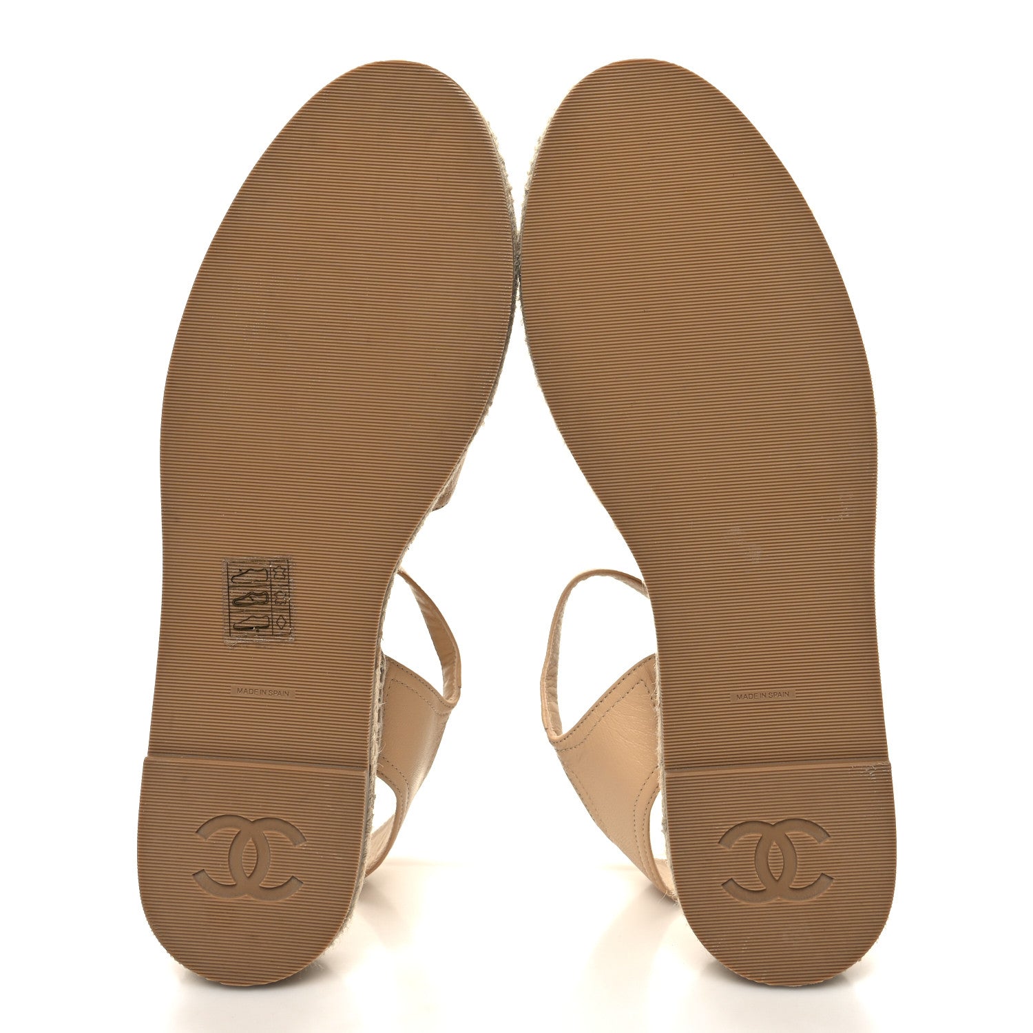 Chanel Lambskin Cap Toe CC Espadrille Sandals 40 Beige Black 5 of 8