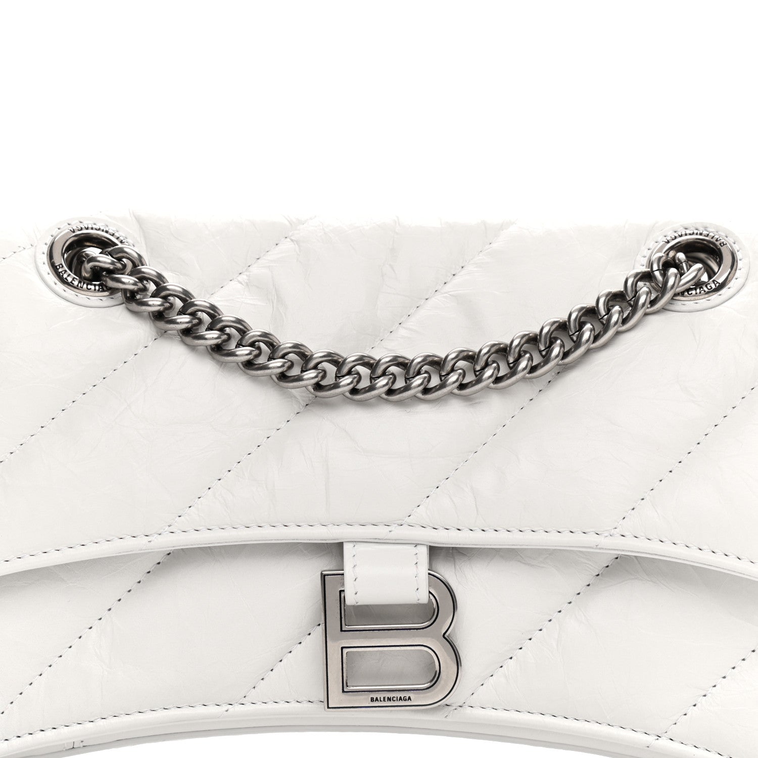 Balenciaga Crushed Calfskin Quilted Small Crush Chain Bag Optic White 8 of 10