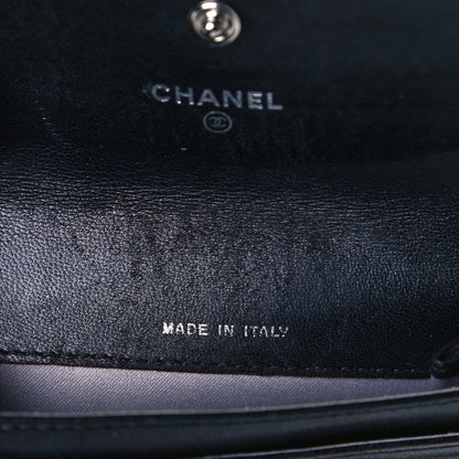 Chanel Lambskin Camellia Embossed Card Holder Wallet Black 7 of 8