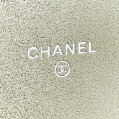 Chanel Metallic Goatskin Quilted Ombre Phone Holder Wallet on Removable Chain Grey Green 8 of 13