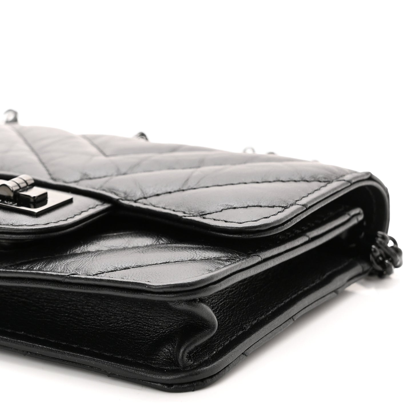 Aged Calfskin Chevron Quilted Reissue Belt Bag Black