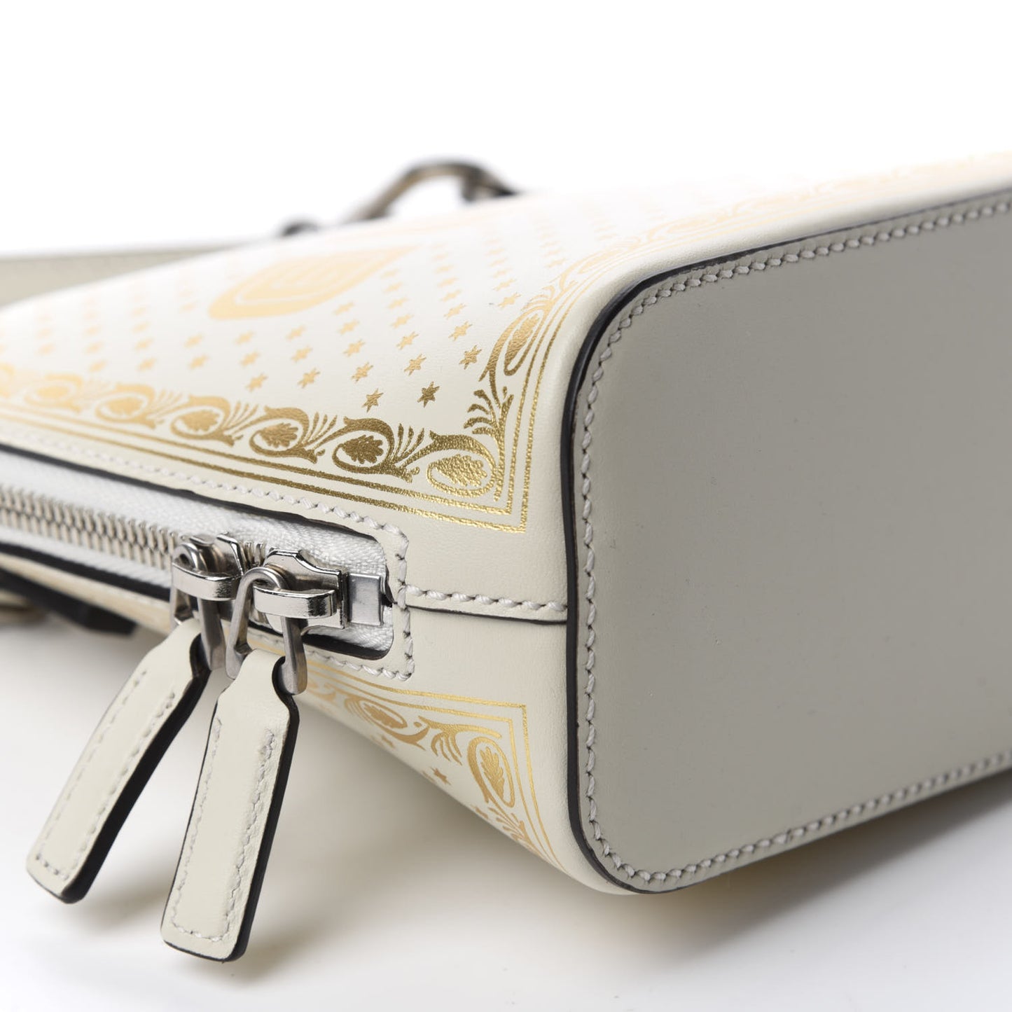 X SEGA Calfskin GUCCY Stars Mini Dome Shoulder Bag Mystic White Gold