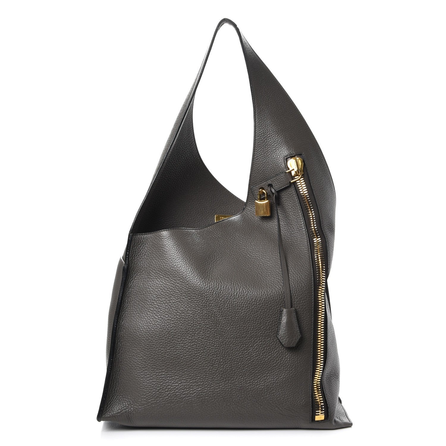 Tom Ford Pebbled Calfskin Alix Zip Hobo Dark Gray 1 of 11